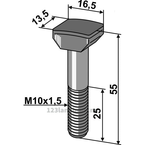 Hammerhode-bolt - 10.9 - M10x1,5x55mm