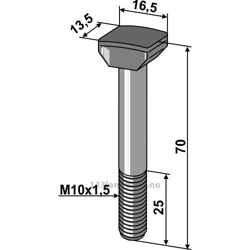 Hammerhode-bolt - 10.9 - M10x1,5x70mm