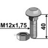 Bolt med mutter - 10.9 - M12x1,75x40mm