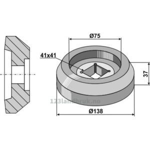 Flens, innvendig Ø138 for Firkantaksel 40x40
