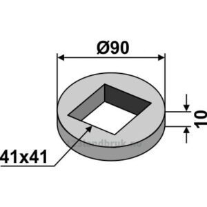 Sveisering til 40x40 firkantaksel Ø90x10mm