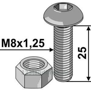 Umbraco med mutter - 8.8 - M8x1,25x25mm