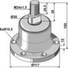 Lager - Ø30xØ117mm - Høyregjenget - Lemken
