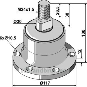 Lager - Ø30xØ117mm - Venstregjenget - Lemken