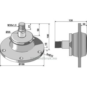 Lager - Ø35xØ190 - Hulldiameter: Ø160mm - Høyregjenget - Lemken, Lemken Rubin