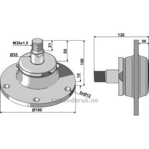 Lager - Ø35xØ190 - Ø160mm - Venstregjenget - Lemken, Lemken Rubin