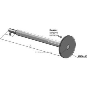 Firkantaksling med Gjenger: M24x2 - 450x25x25mm