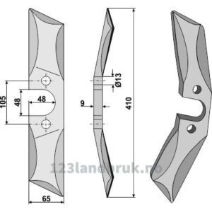 Kniv til Spaknivharv - 410mm - Høyre - Rabe