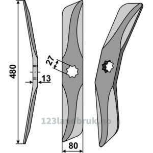 Kniv til Spaknivharv - Boronstål - 480mm - Venstre - Universal