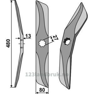 Kniv til Spaknivharv - Boronstål - 480mm - Høyre - Universal
