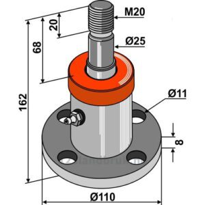 Nav med aksling og med gjenger M20 - Ø86mm - Niaux