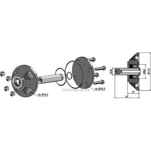 Lager til Rulleskjær compl. med aksling Ø30x97 mm - Kverneland