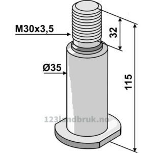 Aksling med gjenger M30x3,5