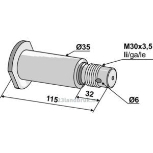 Aksling med gjenger M30x3,5 - Venstre - Agrolux