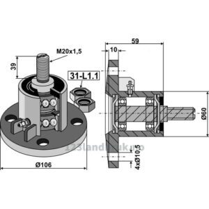 Nav med konvex lager - 86mm - Niaux