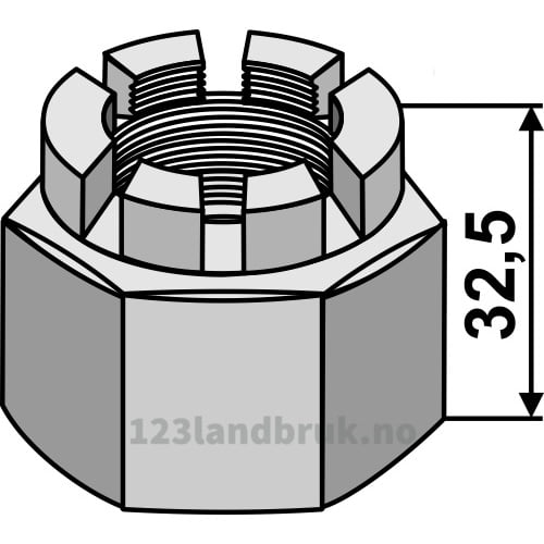 Kronemutter - for 30x30 firkantaksel - M30x3,5mm