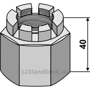Kronemutter - for 40x40 firkantaksel - M39x4mm