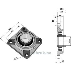 Flenslager UCF - Ø50x143mm - Amazone, Kverneland, Vogel u. Noot