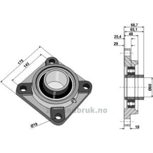 Flenslager UCF - Ø60x175mm - Kverneland