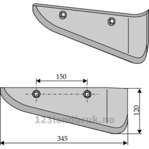 Roeopptakerskjær - 345x120mm - Høyre - Holmer, Kleine, Stoll, Unsinn