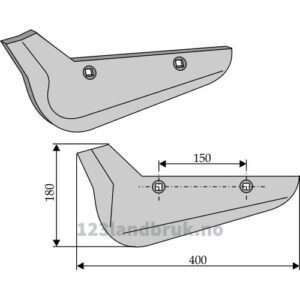 Roeopptakerskjær - 400x180x8mm - Venstre - Holmer, Ropa