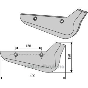 Roeopptakerskjær - 400x180x8mm - Høyre - Holmer, Ropa