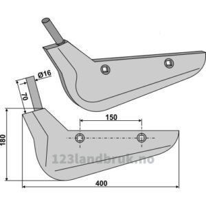 Roeopptakerskjær - 400x180mm - Venstre - Holmer, Ropa