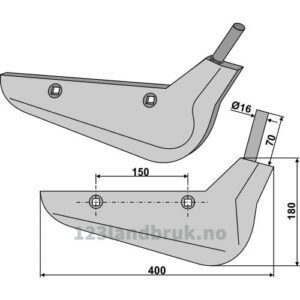 Roeopptakerskjær - 400x180mm - Høyre - Holmer, Ropa