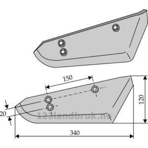Roeopptakerskjær - 340x120mm - Høyre - Stoll