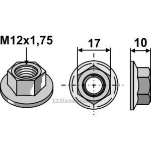 Flensmutter - 10.9 - M12x1,75mm