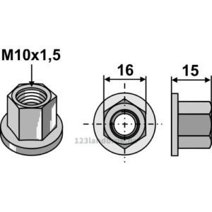 Flensmutter - 10.9 - M10x1,5mm