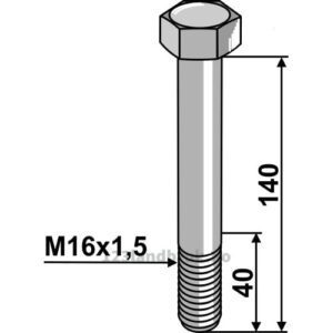 Bolt - fingjenget - 8.8 - M16x1,5x140mm - Kuhn