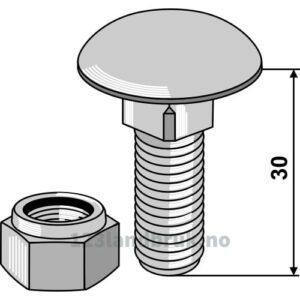 Låsebolt - med låsemutter - 8.8 - M12x1,75x30mm - Brix