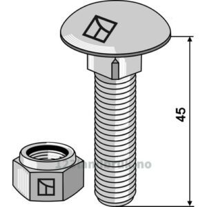 Låsebolt med låsemutter - 8.8 - M12x1,75x45mm