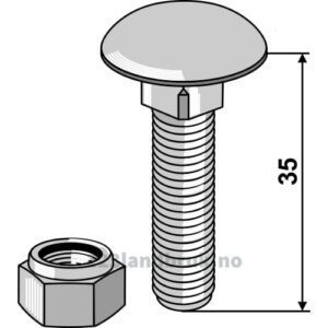Låsebolt med låsemutter - 8.8 - M10x1,5x35mm