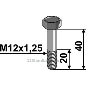Bolt - fingjenget - 8.8 - M12x1,25x40mm