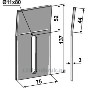 Skrape for åkertrommel - 137x3mm - Kuhn