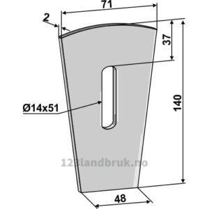 Skrape for åkertrommel - 140x2mm - Kuhn, Nodet