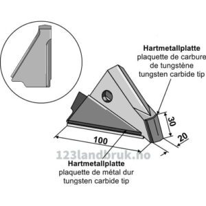 Sålabb Tungsten Karbide - Høyre - Bourgault