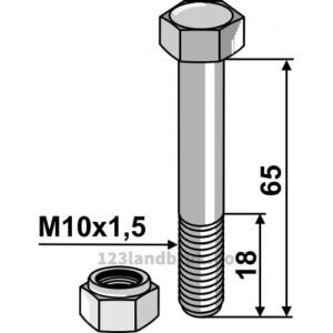 Bolt med Låsemutter - 10.9 - M10x1,5x65mm - Fischer