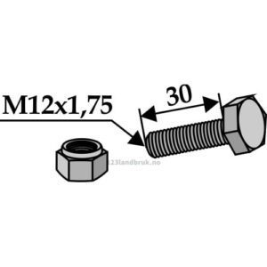 Bolt med Låsemutter - 8.8 - M12x1,75x30mm - Dücker