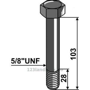 Bolt - 8.8 - 5/8'' UNFx103mm - Bomford, Mc Connel