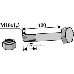 Bolt med Låsemutter - 10.9 - M18x1,5x100mm - Alpego, M.E.A.A.T., OMARV