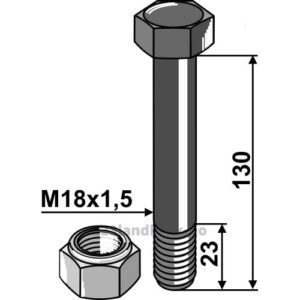 Bolt med Låsemutter - 10.9 - M18x1,5x130mm