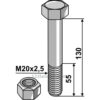 Bolt med Låsemutter - 10.9 - M20x2,5x130mm