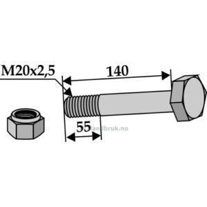 Bolt med Låsemutter - 10.9 - M20x2,5x140mm - Perfect, Tünnißen & Stocks