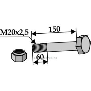 Bolt med Låsemutter - 10.9 - M20x2,5x150mm