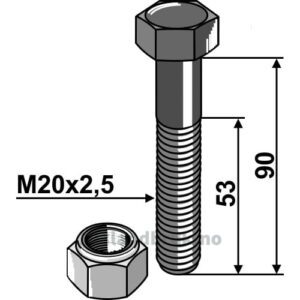 Bolt med Låsemutter - 10.9 - M20x2,5x90mm - Mc Connel, Perfect