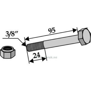 Bolt med Låsemutter - 8.8 - 3/8'' UNFx95mm - Bomford