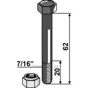 Bolt med Låsemutter - 10.9 - 7/16" UNFx62mm